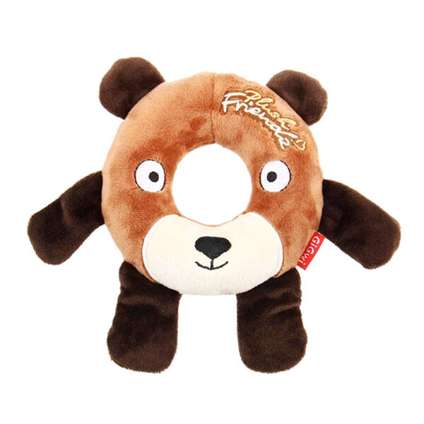 Gigwi Plush Friendz Bear with Foam Rubber Ring and Squeaker Medium